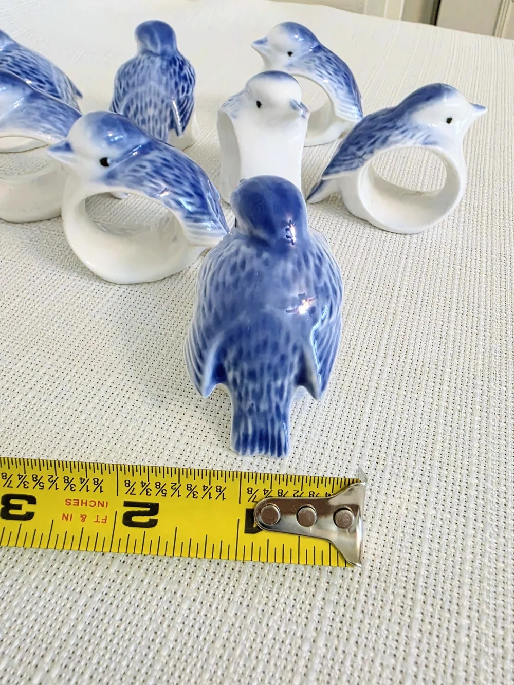 Porcelain Blue Bird Napkin Rings Set Of 8 Nature Dinner Party Blue White Classic